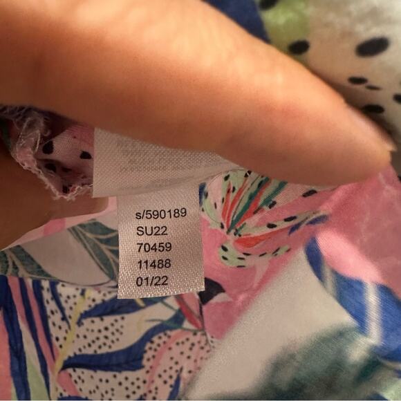 LOFT Palm Everyday Shirt Tropical Print Button-Up Top Blouse Womens size Medium - Picture 6 of 8